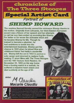 2014 RRParks Chronicles of the Three Stooges - Macarie Claudiu Special Artist Card (Foil Sketch) #NNO Shemp Howard Back