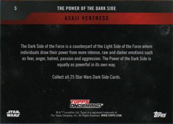 2019 Topps On Demand Set 12: Star Wars: The Power of the Dark Side #5 Asajj Ventress Back