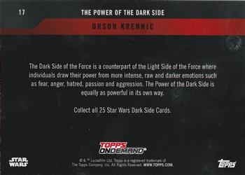 2019 Topps On Demand Set 12: Star Wars: The Power of the Dark Side #17 Orson Krennic Back