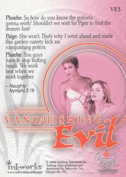 2004 Inkworks Charmed Connections - Vanquishing Evil #VE3 Phoebe / Paige Back