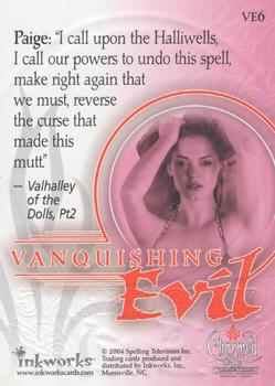 2004 Inkworks Charmed Connections - Vanquishing Evil #VE6 Paige Back