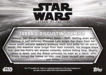 2020 Topps Star Wars Return of the Jedi Black & White #41 Jabba’s Disgusting Demise Back