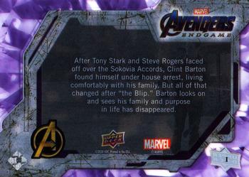 2020 Upper Deck Marvel Avengers Endgame & Captain Marvel #1 Clint Barton Back
