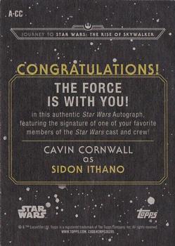 2019 Topps Star Wars Journey to Star Wars The Rise of Skywalker - Autographs #A-CC Cavin Cornwall Back