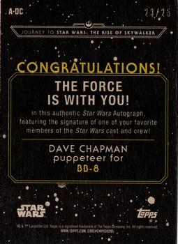 2019 Topps Star Wars Journey to Star Wars The Rise of Skywalker - Autographs #A-DC Dave Chapman Back
