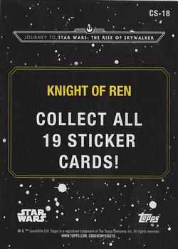 2019 Topps Star Wars Journey to Star Wars The Rise of Skywalker - Character Stickers #CS-18 Knight of Ren Back