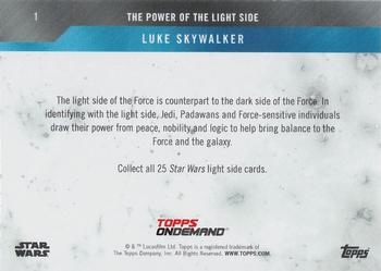 2019 Topps On Demand Set 17: Star Wars: The Power of the Light Side #1 Luke Skywalker Back