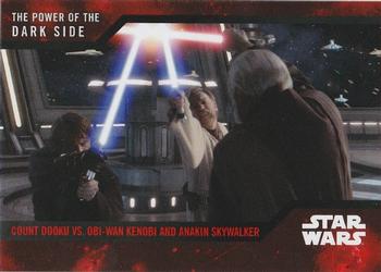 2019 Topps On Demand Set 12: Star Wars: The Power of the Dark Side - Galactic Battles #2 Count Dooku vs Obi-Wan Kenobi & Anakin Skywalker Front