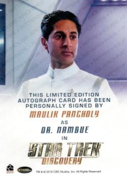 2019 Rittenhouse Star Trek Discovery Season One - Autographs (Full Bleed Design) #NNO Maulik Pancholy Back