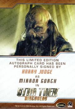 2019 Rittenhouse Star Trek Discovery Season One - Autographs (Border Design) #NNO Harry Judge Back