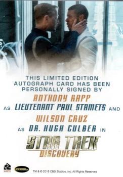 2019 Rittenhouse Star Trek Discovery Season One - Autographs Dual #NNO Anthony Rapp / Wilson Cruz Back