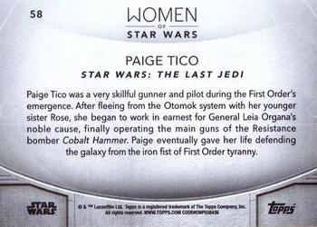 2020 Topps Women of Star Wars #58 Paige Tico Back
