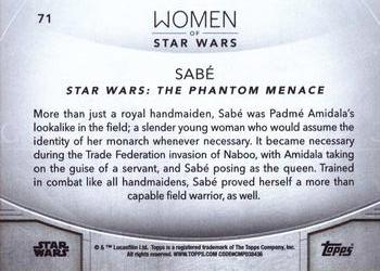 2020 Topps Women of Star Wars #71 Sabé Back
