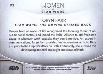 2020 Topps Women of Star Wars #93 Toryn Farr Back