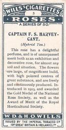 1926 Wills's Roses #3 Captain F. S. Harveycant Back