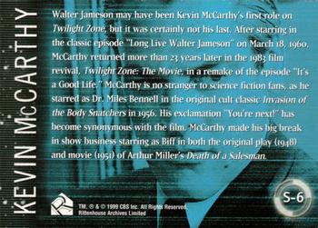 1999 Rittenhouse Twilight Zone Series 1 - Twilight Zone Stars #S-6 Kevin McCarthy Back