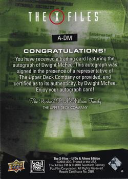 2019 Upper Deck The X-Files UFOs and Aliens Edition - Paranormal Script #A-DM Dwight McFee Back