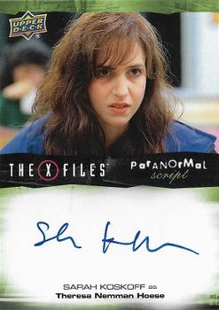 2019 Upper Deck The X-Files UFOs and Aliens Edition - Paranormal Script #A-SK Sarah Koskoff Front