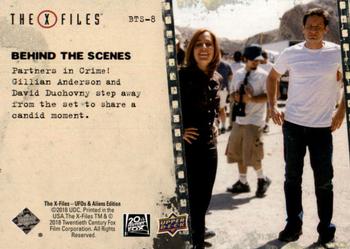 2019 Upper Deck The X-Files UFOs and Aliens Edition - Behind the Scenes #BTS-8 Gillian Anderson and David Duchovny Back