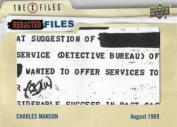 2019 Upper Deck The X-Files UFOs and Aliens Edition - Redacted Files #RF-6 Charles Manson Front