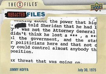 2019 Upper Deck The X-Files UFOs and Aliens Edition - Redacted Files #RF-12 Jimmy Hoffa Front