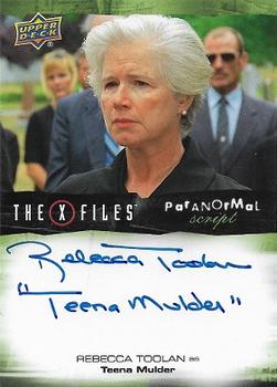 2019 Upper Deck The X-Files UFOs and Aliens Edition - Paranormal Script - Inscribed #A-RT Rebecca Toolan Front