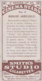 1920 F. & J. Smith's Cinema Stars #2 Roscoe Arbuckle Back