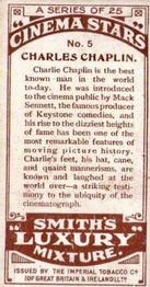 1920 F. & J. Smith's Cinema Stars #5 Charlie Chaplin Back