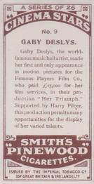 1920 F. & J. Smith's Cinema Stars #9 Gaby Deslys Back