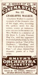 1920 F. & J. Smith's Cinema Stars #22 Charlotte Walker Back