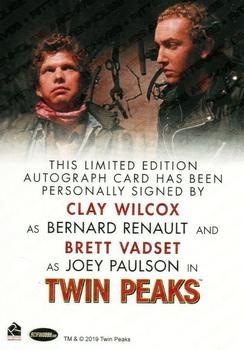 2019 Rittenhouse Twin Peaks Archives - Dual Autographs #NNO Brett Vadset / Clay Wilcox Back