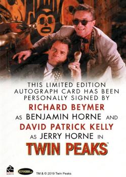 2019 Rittenhouse Twin Peaks Archives - Dual Autographs #NNO Richard Beymer / David Patrick Kelly Back