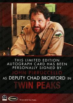 2019 Rittenhouse Twin Peaks Archives - 18-Case Incentive Modern Autographs #NNO John Pirruccello Back