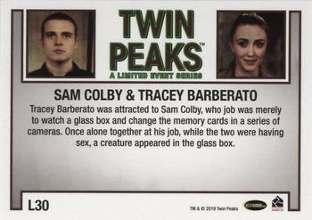 2019 Rittenhouse Twin Peaks Archives - 2017 A Limited Event Relationships #L30 Sam Colby / Tracey Barberato Back