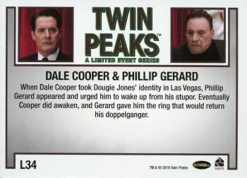 2019 Rittenhouse Twin Peaks Archives - 2017 A Limited Event Relationships #L34 Dale Cooper / Phillip Gerard Back