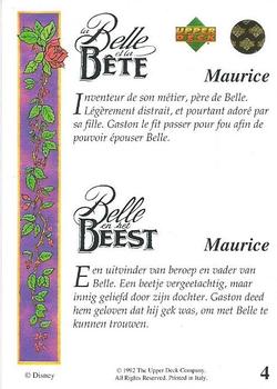 1992 Upper Deck Beauty and the Beast (French/Dutch) #4 Maurice Back