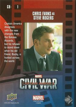 2016 Upper Deck Captain America Civil War (Walmart) - Character Bios #CB-1 Chris Evans Back