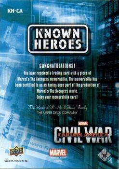 2016 Upper Deck Captain America Civil War (Walmart) - Known Heroes #KH-CA Chris Evans Back