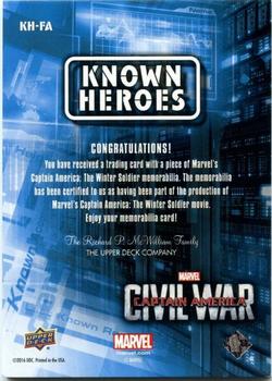 2016 Upper Deck Captain America Civil War (Walmart) - Known Heroes #KH-FA Anthony Mackie Back