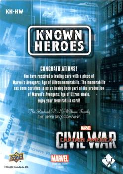 2016 Upper Deck Captain America Civil War (Walmart) - Known Heroes #KH-HW Jeremy Renner Back