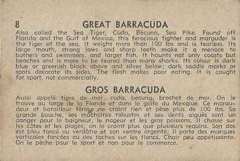 1962 Parkhurst Fish (V339-19) #8 Great Barracuda Back