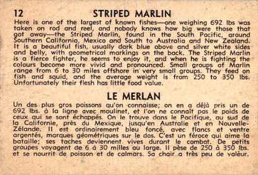 1962 Parkhurst Fish (V339-19) #12 Striped Marlin Back