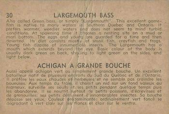 1962 Parkhurst Fish (V339-19) #30 Largemouth Bass Back