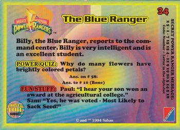 1994 Collect-A-Card Mighty Morphin Power Rangers (Hobby) - Powerfoil #34 The Blue Ranger Back