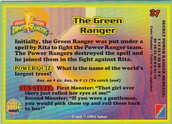 1994 Collect-A-Card Mighty Morphin Power Rangers (Hobby) - Powerfoil #37 The Green Ranger Back