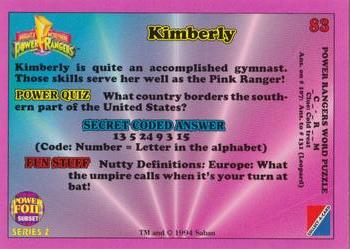 1994 Collect-A-Card Mighty Morphin Power Rangers (Hobby) - Powerfoil #83 Kimberly Back