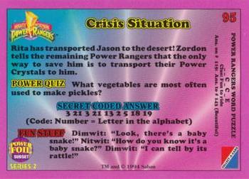 1994 Collect-A-Card Mighty Morphin Power Rangers (Hobby) - Powerfoil #95 Crisis Situation Back