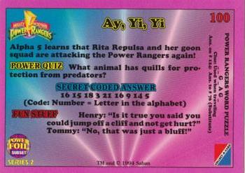 1994 Collect-A-Card Mighty Morphin Power Rangers (Hobby) - Powerfoil #100 Ay, Yi, Yi Back
