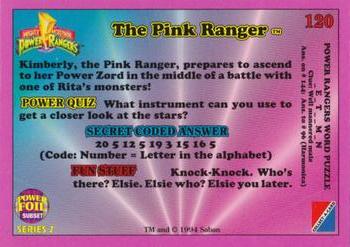 1994 Collect-A-Card Mighty Morphin Power Rangers (Hobby) - Powerfoil #120 The Pink Ranger Back