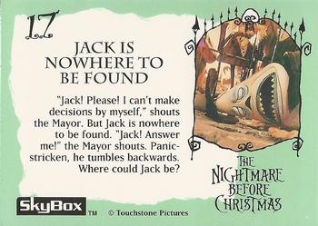 1993 SkyBox The Nightmare Before Christmas #17 Jack is nowhere to be found Back